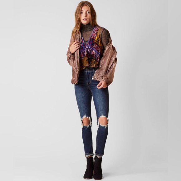 FREE PEOPLE Trucker Velvet Jacket Color MAUVE Size M/L - Picture 9 of 13